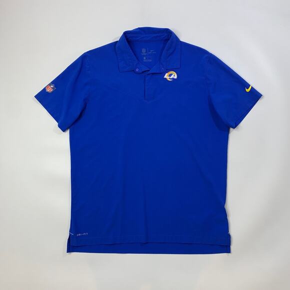 Nike Los Angeles Rams Shirt Mens L Large Royal Blue Dri Fit NFL On Field Polo - Picture 2 of 11